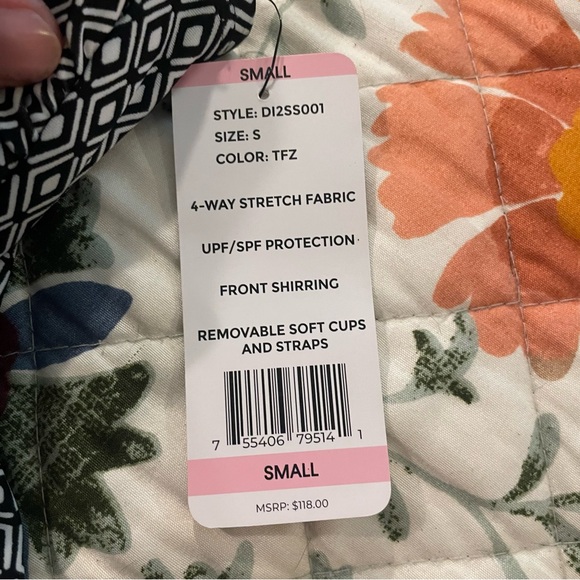DKNY Black and White Geometric Swimwear Size Small NWT - Picture 5 of 7
